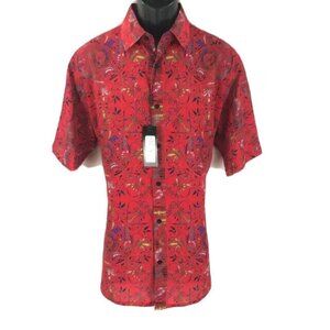 Bassiri Men's Casual Button-Front Shirt Red Blue Green White Black Size Small